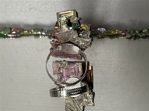 Bismuth Crystal Adjustable Ring Silver 1 Illuminationdesigns