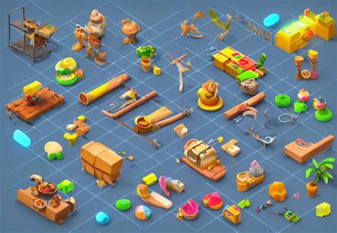 Isometric Chubby D Game Props With Detailed Clean Stable Diffusion