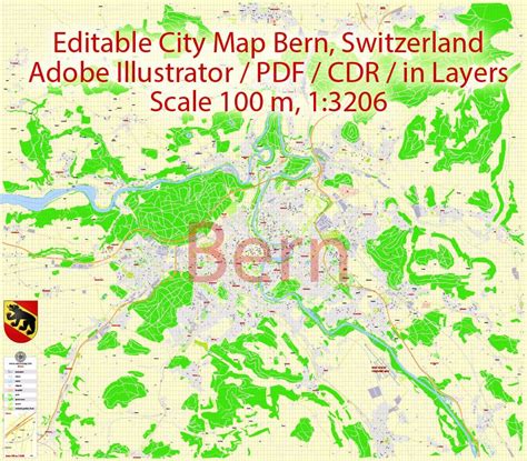 City Map Bern Vector Urban Plan Adobe Illustrator Editable Street Map ...