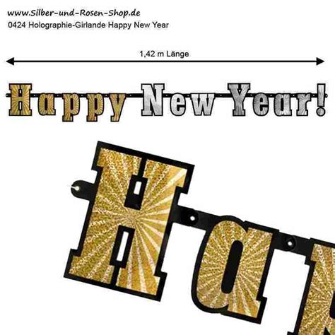 Girlande Happy New Year gold-silber für Silvester bestellen