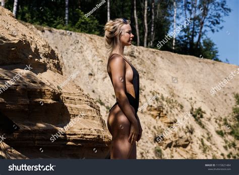 Beautiful Sexy Blonde Girl Swimsuit Posing Stock Photo 1115821484 Shutterstock