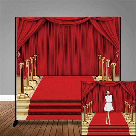 Buy 10x10ft Red Carpet Stairs Star Photography Backdrop Red Curtain