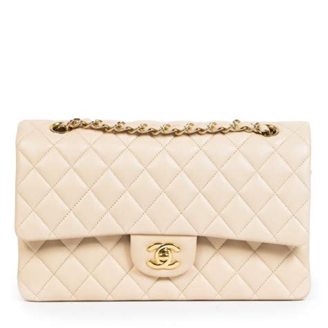 Chanel Nude Lambskin Classic Flap Bag GHW Labellov Buy And Sell