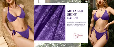 Amazon Zaful Metal Ring Bandeau Bikini Set Tie Side Bathing Suit High Cut Piece Swimsuit