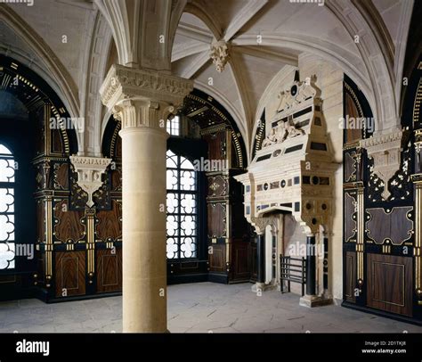 BOLSOVER CASTLE, Derbyshire. Interior view. The Pillar Parlour Stock ...