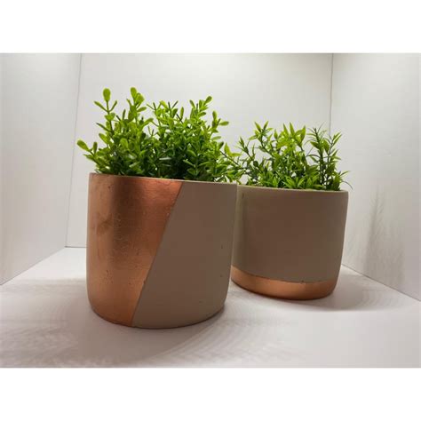 CACHEPOT DE CIMENTO NUDE E COBRE I CM Shopee Brasil