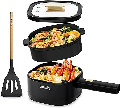Amazon Dezin L Electric Hot Pot With Steamer Rapid W Non Stick Ceramic Coating Dorm