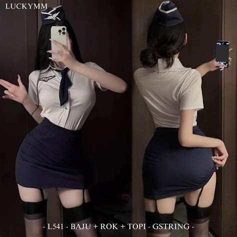 Jual Sexy Lingerie Costume Cosplay Seragam Pramugari Baju Lingerie Sexy Kostum Wanita