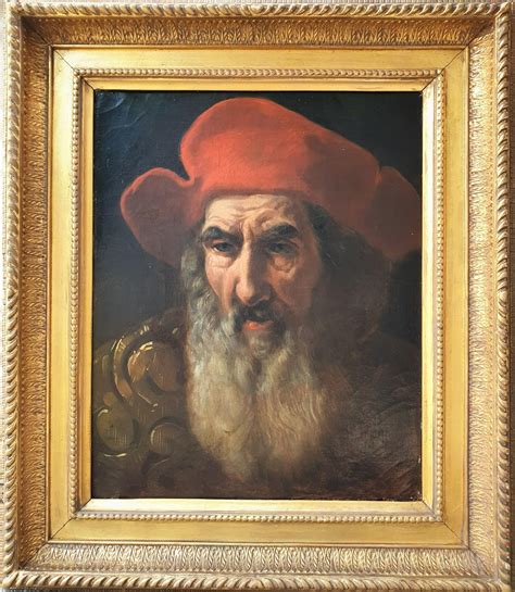 Unknown French Painting Portrait Bearded Italian Man Oil Canvas