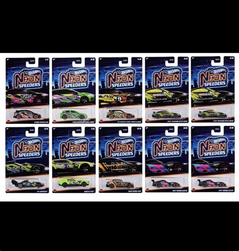 Hot Wheels Neon Speeders Set Of Honda Dodge Viper Civic Ek Nissan Gtr R Ford Focus Rs Bmw