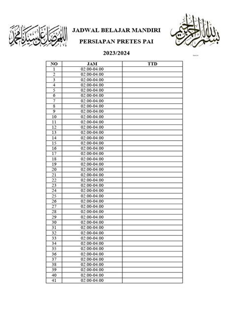 Jadwal Belajar Mandiri Pdf