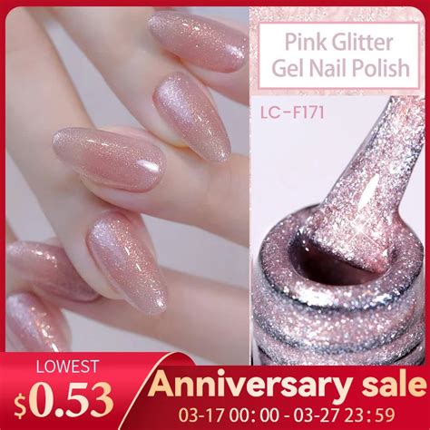 Lilicute Nude Pink Glitter Gel Nail Polish Colors Sparking Sequin All For Manicure Semi