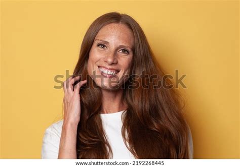 Portrait Beautiful Smiling Mature Woman Long Stock Photo Shutterstock