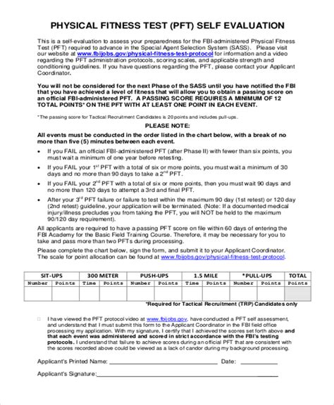 Fbi Physical Fitness Test Scoring Chart