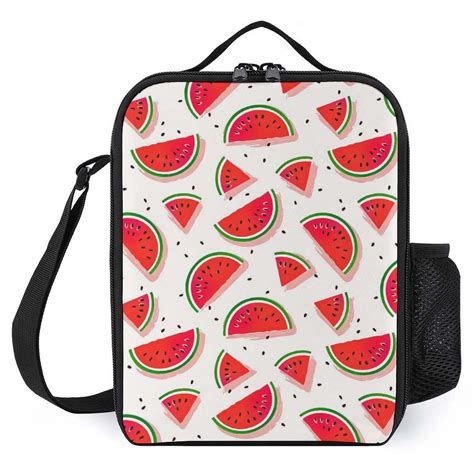 Lakimct Watermelon Core Waterproof Lunch Bag With Adjustable Shoulder