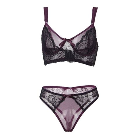 Black Bra Set Lingerie Set Plus Size Lace Open Bust Bra And Garter