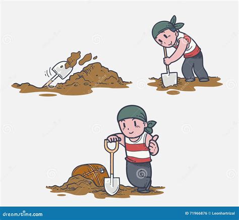 Digging A Treasure Cartoon Vector Cartoondealer