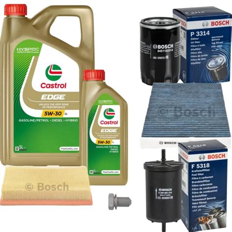 BOSCH INSPECTION SET 6 L Castrol Edge 5W 30 Ll Pour VW Transporter V