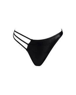 Black Side Tie Ruched Thong Low Rise Bikini Bottom XS Vivien Vance