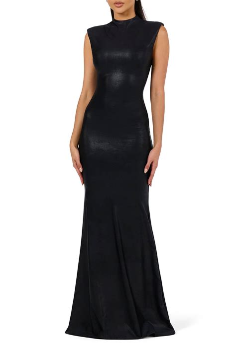 Naked Wardrobe Drip Gown Black Editorialist