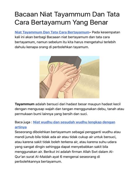 Bacaan Niat Tayammum Dan Tata Cara Bertayamum Yang Benar Doa Harian