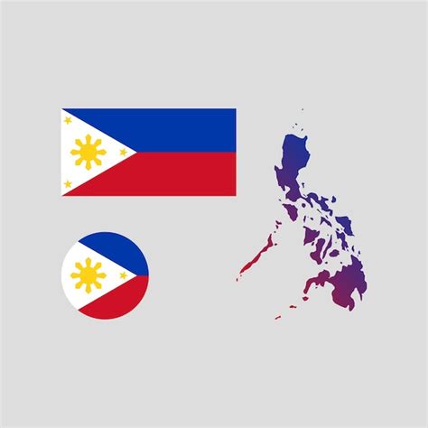 Conjunto De Vectores De Bandera Y Mapa Nacional De Filipinas Vector