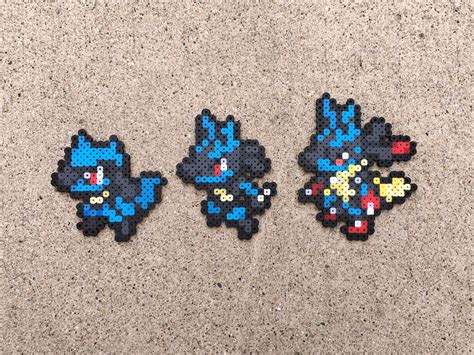 Riolu Lucario Mega Lucario Pokemon Perler Bead Fuse Etsy Pokemon