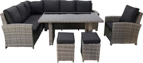 Hoek Lounge Dining Set Durban Links Ash Grey Wicker Bol