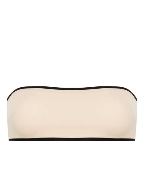 TOTEME Striped Edge Bikini Top Neutrals FARFETCH