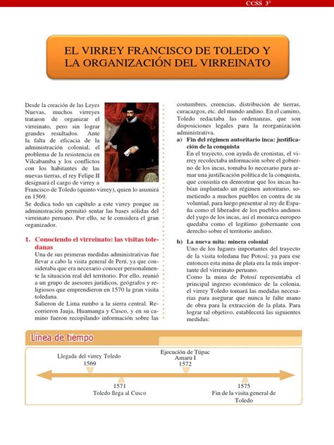 El Virrey Francisco De Toledo Y La Organización Del Virreinato 3°ccss