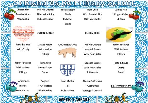 School Dinner Menu St Richards Rc Primary School