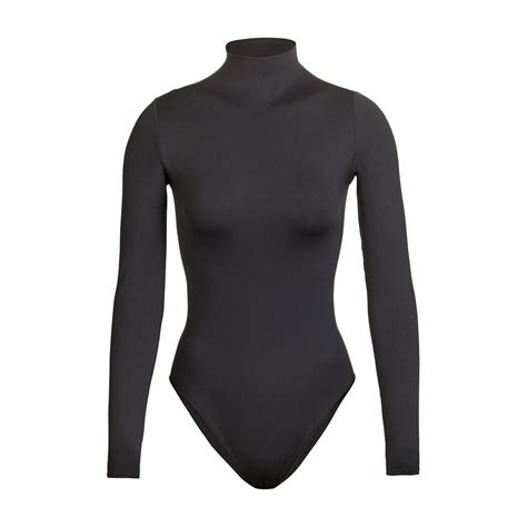 Essential Mock Neck Long Sleeve Bodysuit Onyx Skims