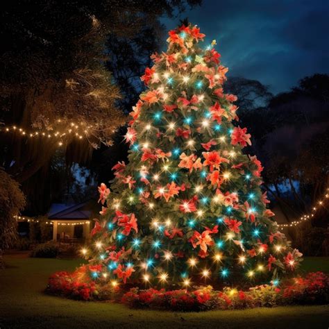 Festive Christmas Tree With Twinkling Lights Premium Ai Generated Image