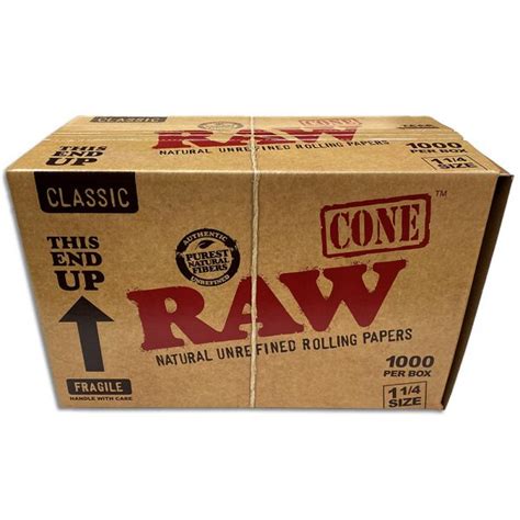 Raw Pre Rolled Cones Classic 1¼ Size 1000ct Bulk Box American Rolling Club