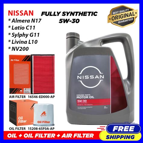 (SET) NISSAN 5W30 Fully Synthetic Engine Oil (4L) ALMERA / GRAND LIVINA ...