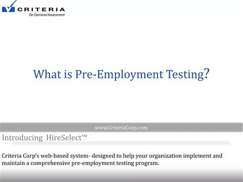 What Is Pre Employment Testing Ppt