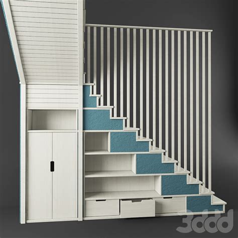 Лестница белая - Лестницы - 3D модель