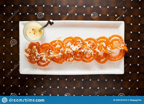 Jelabi With Rabri Jilebi Jalebi Jilapi Served In A Dish Isolated On