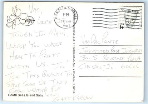 HAWAII HI Risque Nude SOUTH SEAS ISLAND GIRL Topless X Postcard United States