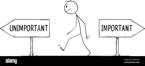 Doing What Is Important Vector Cartoon Stick Figure Illustration Stock