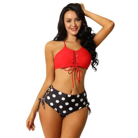 YOOJIA Bikini Taille Haute Femme Sexy Push Up Maillot de Bain Deux Pièces Dames Amincissant