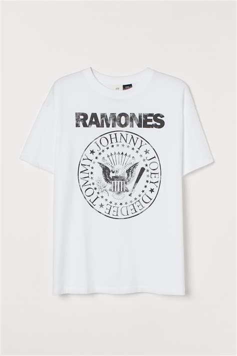 Oversized Printed T Shirt White Ramones Ladies Handm Us