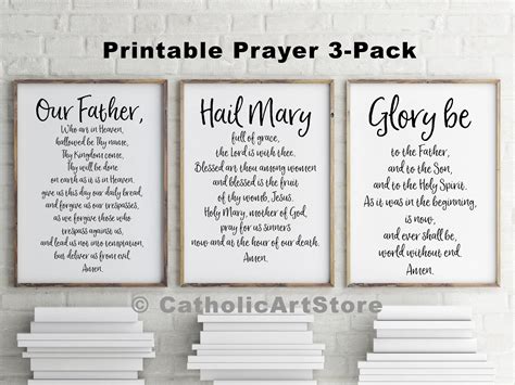 Our Father Hail Mary Glory Be Printable 3 Prayer Pack Etsy In 2020