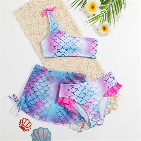 Gyratedream Girl S Piece Swimsuits Mermaid Bikini Bathing Suit With Cover Up Years