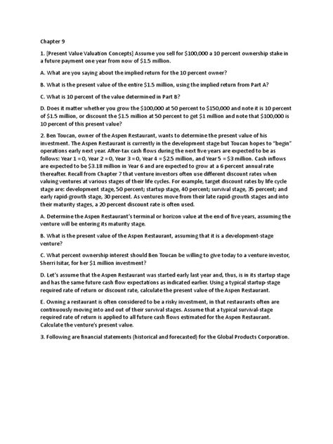 Chapter 9 Exercises | PDF | Discounted Cash Flow | Present Value