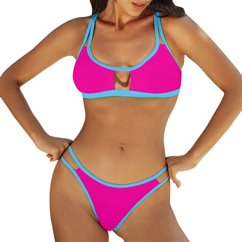 Arnsht Women S 2025 Spring Fashion Sexy Bikini Hanging Neck Split Swimsuit Set Two Piece