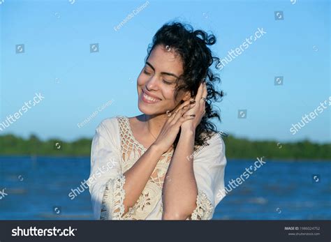 Smile Beautiful Brunette Woman Sunset Her Stock Photo 1986024752 Shutterstock