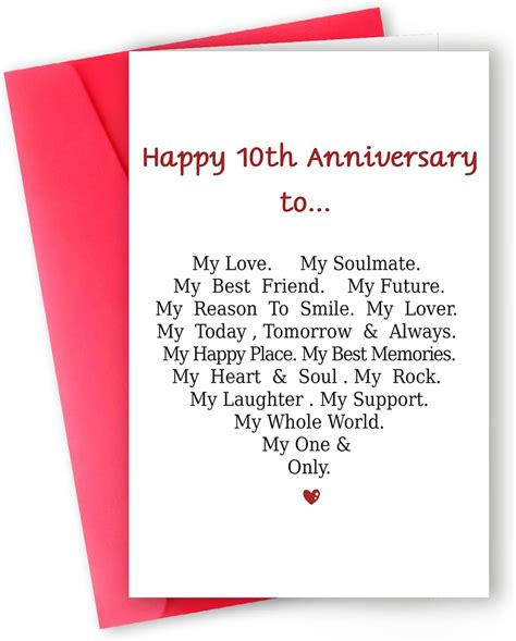 Mqmryeto Funny 10th Anniversary Card For Men Women Sweet 10 Year Wedding