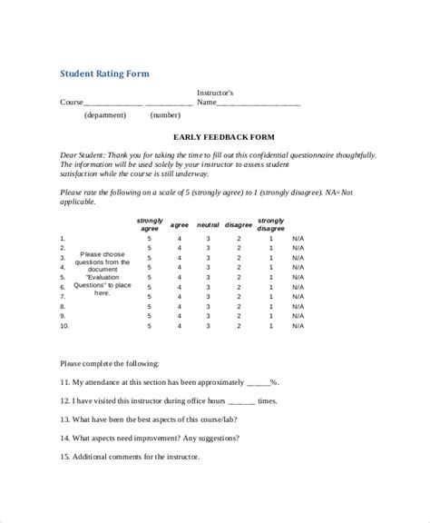 FREE 10+ Sample Teacher Feedback Forms in PDF | Excel | Word