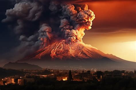 Overview of the Etna Volcano during the Eruption Stock Image - Image of ...